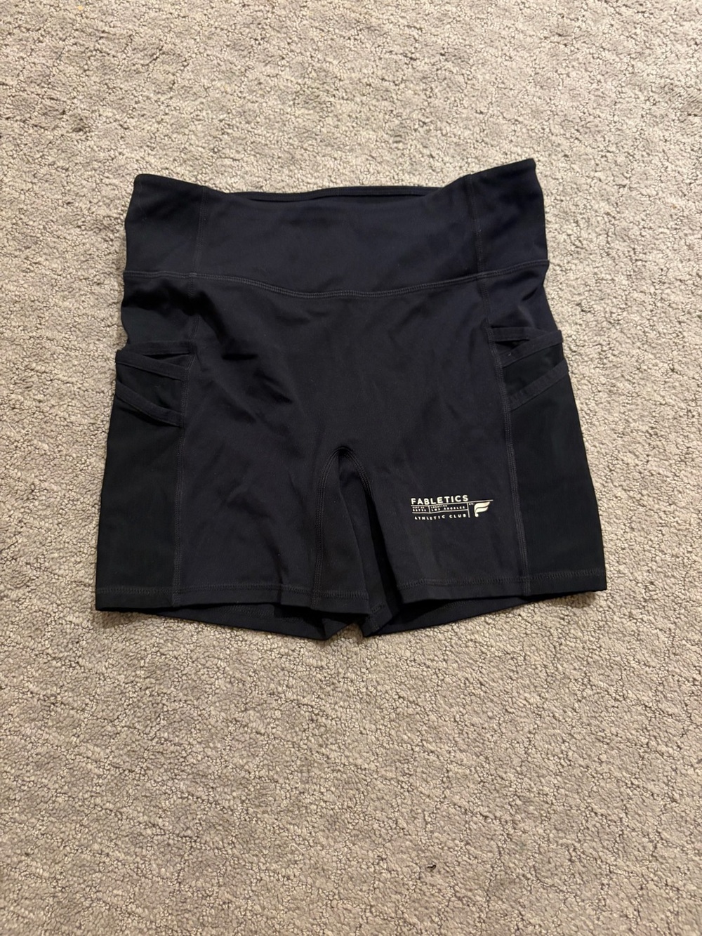 Fabletics Black High-Rise Athletic Shorts with Side Pockets